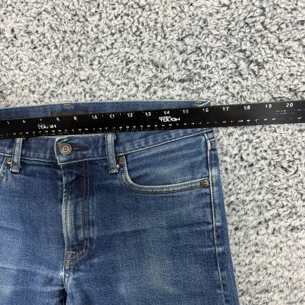 Uniqlo Selvedge Jeans Mens 31x32 Blue Dark Denim Slim Straight Faded Whiskers - Picture 7 of 15